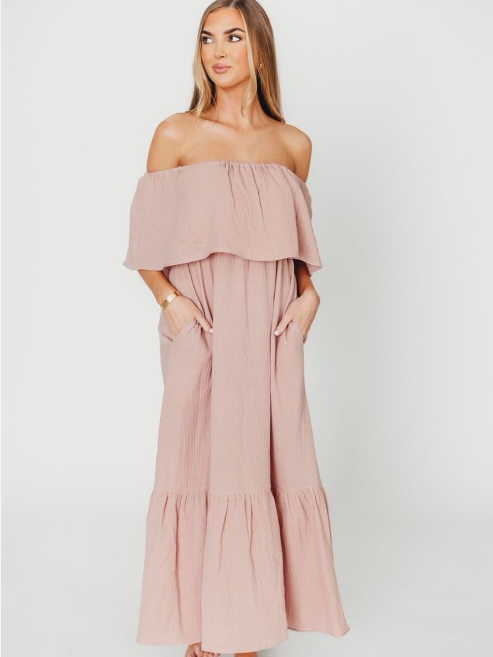 NWOT Worth Collective Josie 100% Cotton Maxi Dress ROSE Bump & Nursing Friendly